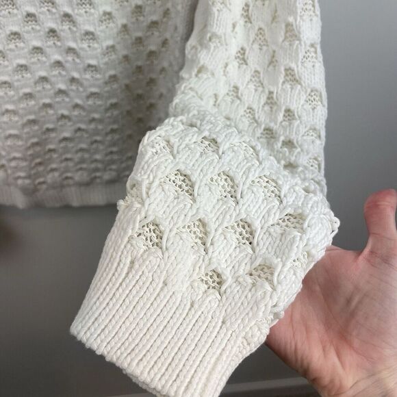 Theory White Open Knit Pullover Sweater Cotton Size M - Picture 8 of 8